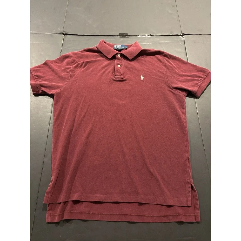 Polo by Ralph Lauren Men's Maroon Short Sleeve Cotton Pique Polo Shirt L